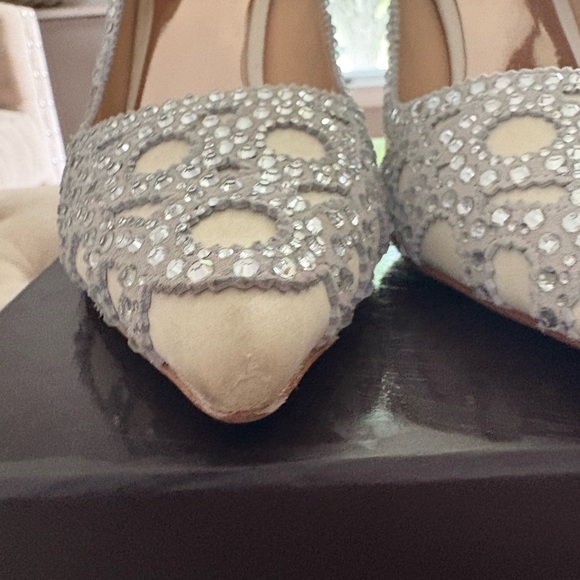 Badgley Mischka Silver Embellished Heels - Picture 2 of 9